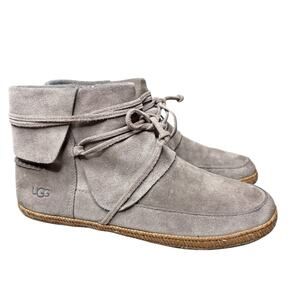 UGG Moccasin Ankle Boot Womens Taupe Brown Suede Slouch Reid Bootie Sz 11